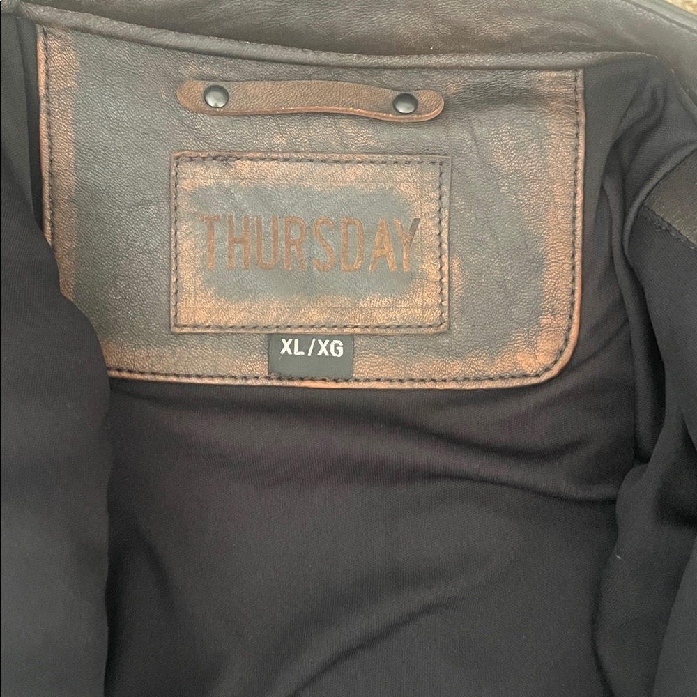 Thursday Boots Leather Roadster Jacket (Black Coffee) athletic cut size XL - Picture 9 of 9